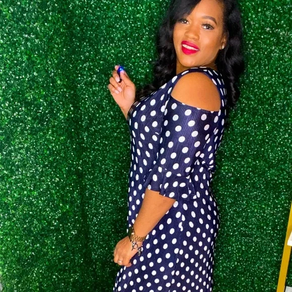 Shelby & Palmer Dresses | Shelby & Palmer Polka- Dot Midi Dress | Color: Blue/White | Size: XL | Courtney_Block's Closet